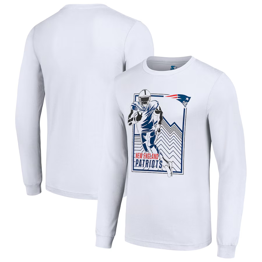 Men New England Patriots white 2024 NFL Long sleeve T Shirts->nfl t-shirts->Sports Accessory